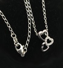 Stamped Sterling Silver .925 cubic zirconia slide hearts floatin
